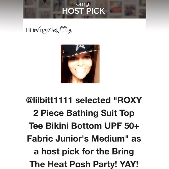 ROXY 2 Piece Bathing Suit Top Tee Bikini Bottom UPF 50+ Fabric Junior's Medium - Picture 16 of 16